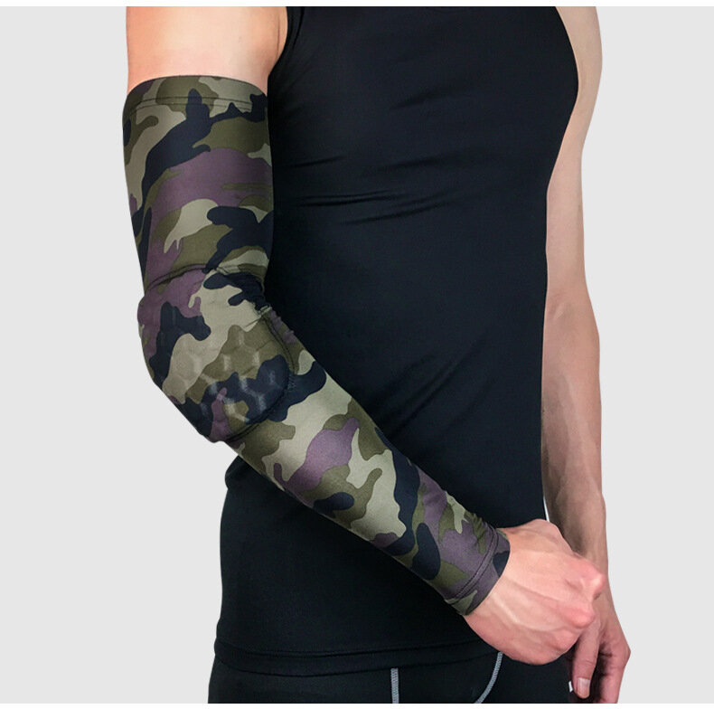 Protección deportiva para el codo, protector de camuflaje transpirable a prueba de colisiones, almohadilla para la articulación del codo, baloncesto, fútbol, manga para el brazo