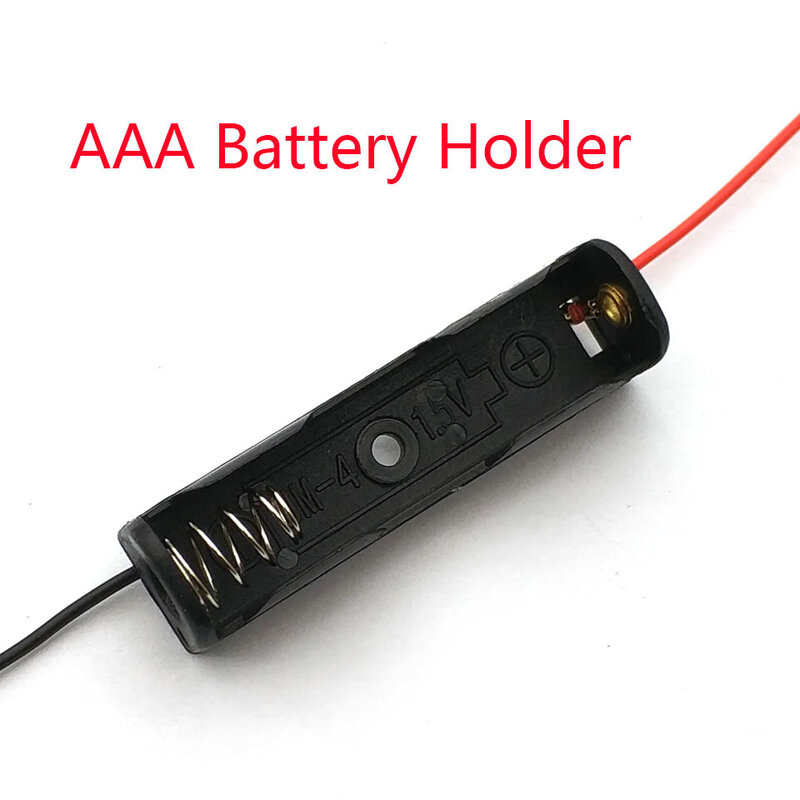 New Plastic AAA Battery Case Holder Storage Box with Wire Leads for AAA Batteries 1.5V Black