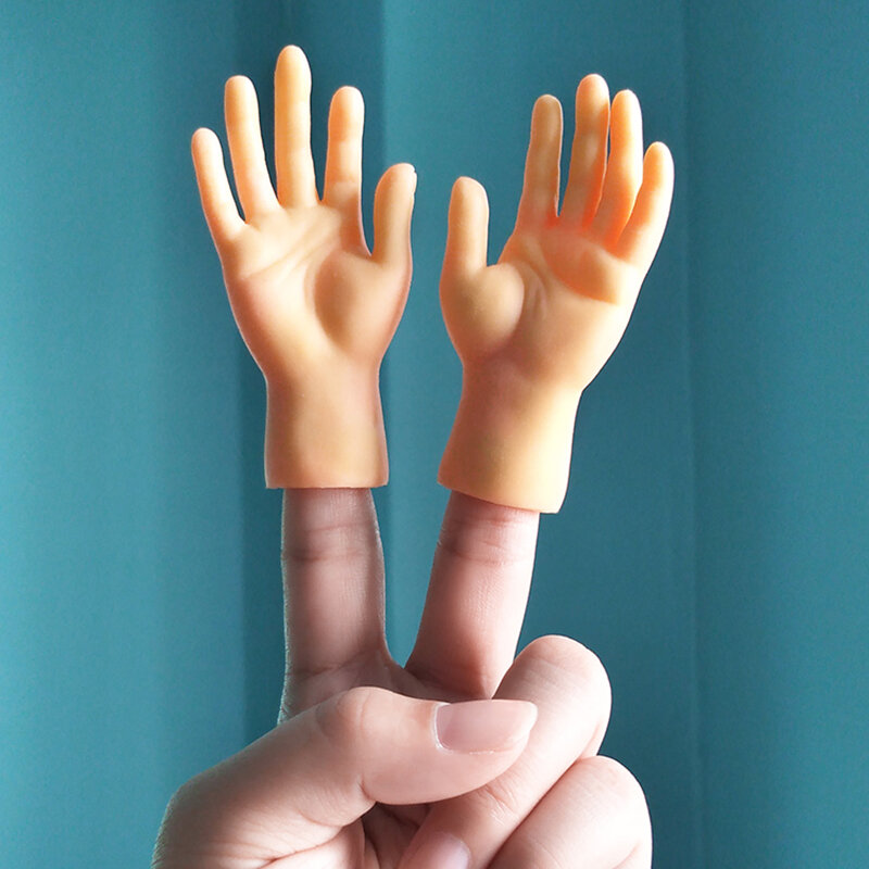 Simulação mãos pequenas engraçado mini mãos pé dedo manga silicone mão fantoche romance brincadeira dedo brinquedos provocar gato adereços