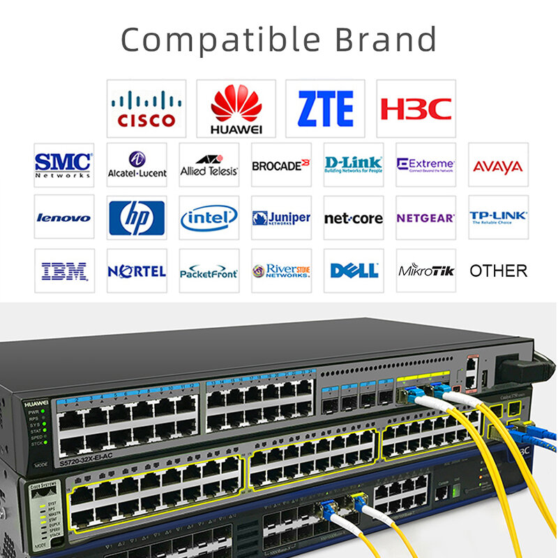 Único transceptor ótico da fibra, 1Gb, LC, SFP, gigabit, interruptor do sfp, 3-80km, compatível com interruptor Mikrotik/Cisco