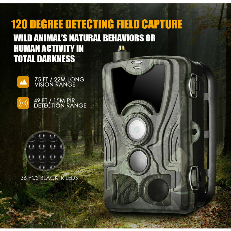 Caméra de chasse et de suivi des sentiers du gibier 2G, 20MP 1080P MMS/SMTP/SMS, sans fil, piège photo, vision nocturne, HC801M