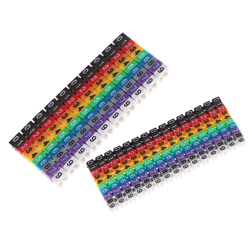 Marcadores de cabo coloridos tipo c, etiqueta de número para 2-3mm