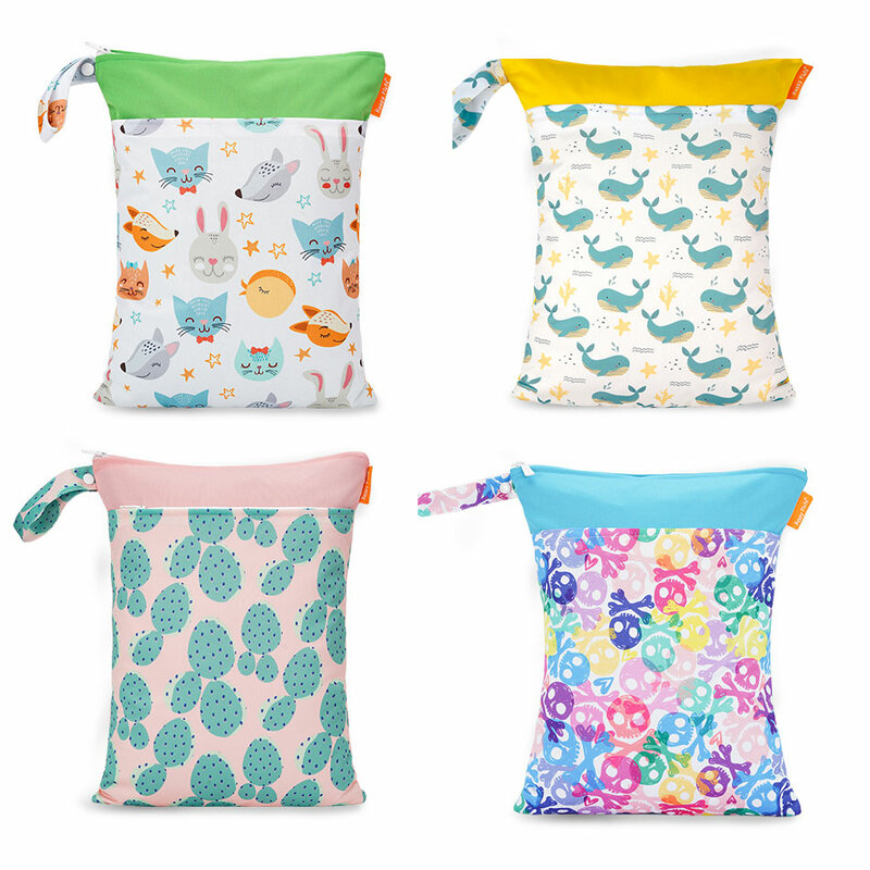 HappyFlute-bolsas de pañales para bebé, bolsa húmeda/seca con doble cremallera, impermeable, de tela húmeda, reutilizable, WetBag