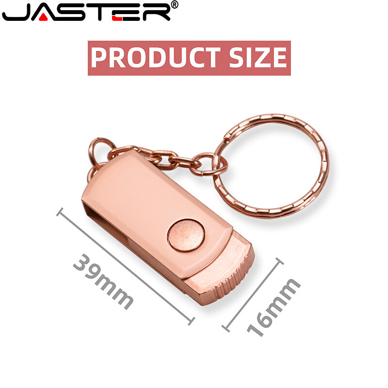 JASTER 64GB Rotating mini Pen Drive USB 2.0 Flash Drives 32GB 16GB Memorial presente Pendrive Memory Stick 8GB 4GB de Armazenamento Externo