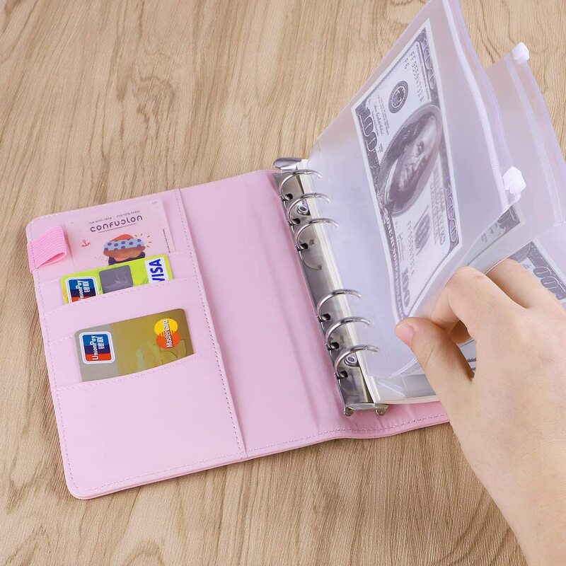 A6 PU Leather Notebook 6 Ring Binder for A6 Filler Paper, Loose Leaf Personal Planner Binder Cover with Magnetic Buckle Closure