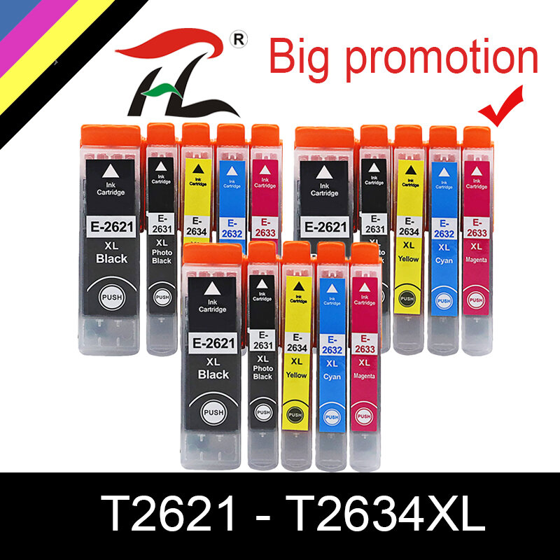 HTL Compatible Ink Cartridge T2621 26XL for Epson XP510 XP520 XP600 XP605 XP615 XP620 XP625 XP710 XP720 XP800 XP810 XP820