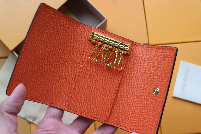 36 cores de luxo designer chave titular bolsa de couro genine aaa grau 6-anéis de couro colorido forro louie carteira vuiton bolsa