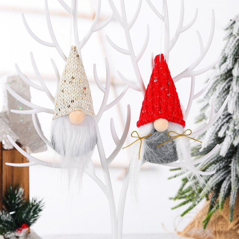 Christmas Small Cute Gnome Santa Xmas Tree Hanging Ornament Decoration for Home Navidad Pendant Gifts Happy New Year 2022