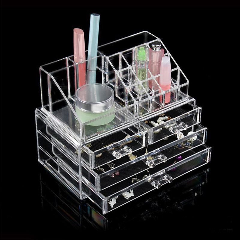 Transparent Makeup Organizer Box Display Lipsticks Jewelry Storage Holder Multi-Layer Cosmetic Organizer Drawer Container Boxes