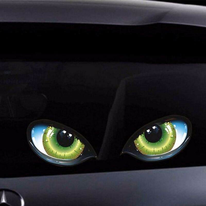 Pegatina de ojos de gato reflectante estéreo 3D para motocicleta, calcomanía de espejo retrovisor creativo para coche, pegatinas de decoración automática, 2 piezas