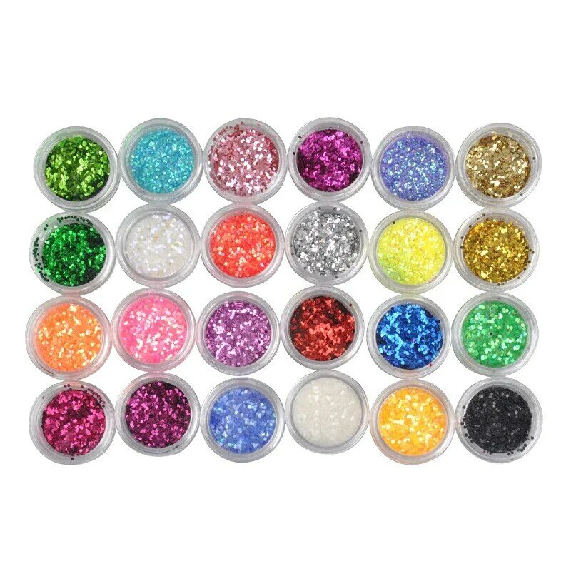 Lentejuelas redondas brillantes para uñas, conjunto de 24 colores de purpurina mixta, accesorios de arte holográfico, lentejuelas 3D para uñas