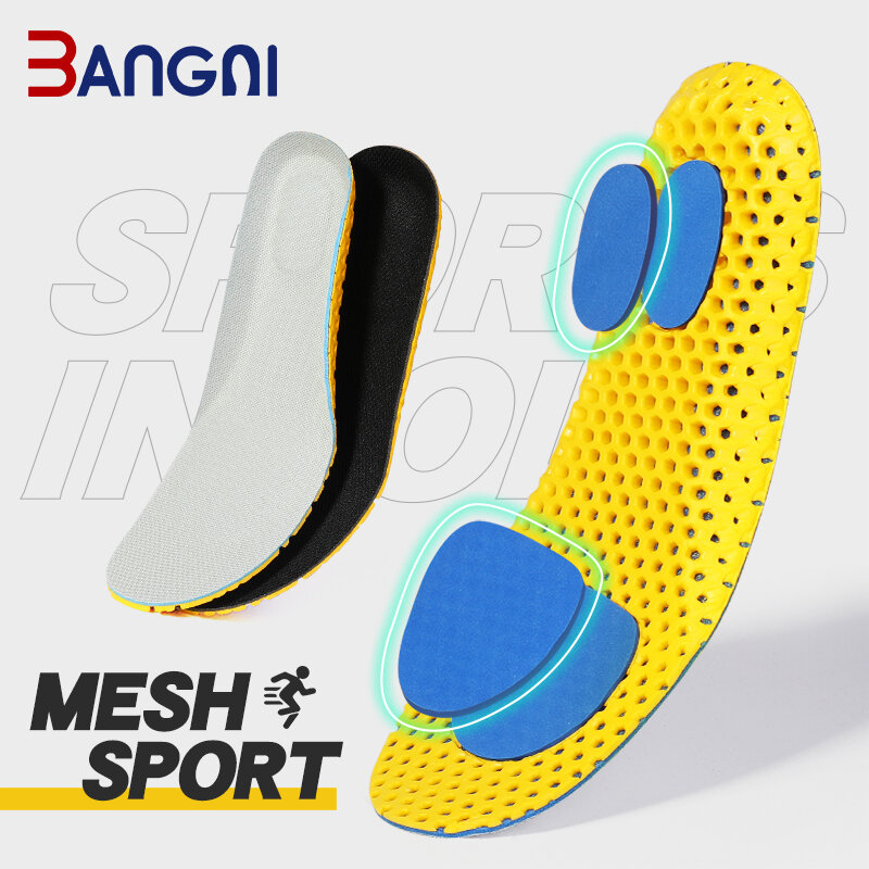 Bangni-Palmilhas ortopédicas de espuma de memória para homens e mulheres, almofada respirável, suporte esportivo, sapatos, almofadas para os pés, inserções, suporte