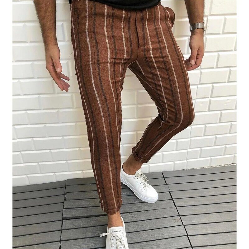 Autumn Europe and The United States Exclusively for The New Style of Men's Striped Print Casual Pants