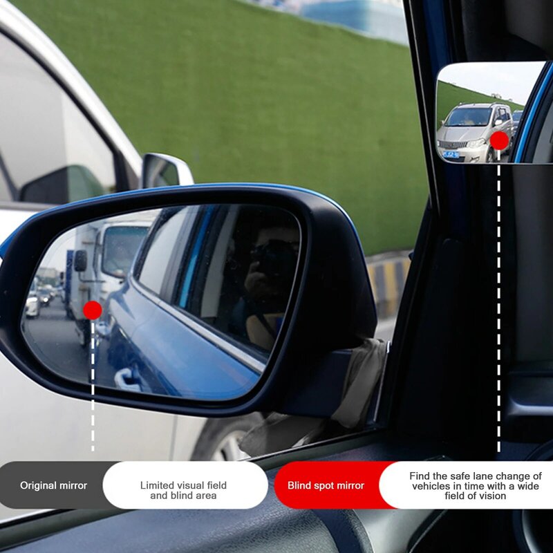 범용 자동차 앞뒤 휠 사각 지대 소형 원형 거울, 360 도 조절 가능한 광각 백미러 보조