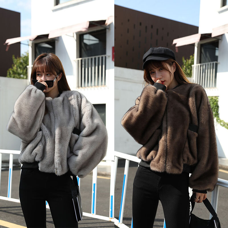 Abrigo de piel sintética de visón para mujer, chaqueta de moda coreana joven, cálido, otoño e invierno, nuevo