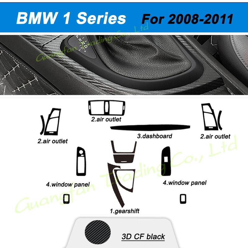 Aksesori Suku Cadang Produk Stiker Warna Konsol Penutup Interior Mobil Serat Karbon 3D/5D untuk BMW 1 Seri E81 E87 2008-2011
