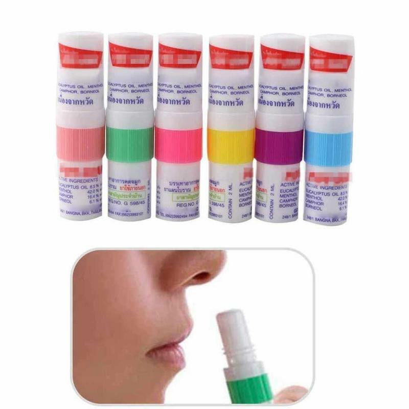 Inhalador Nasal cilíndrico de menta de Tailandia, rinitis antirelleno, cura la fatiga Nasal, C8D0, 1 unidad