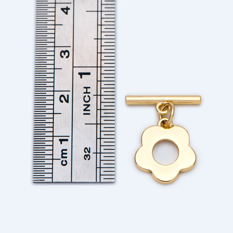 Застежка-переключатель с золотым цветком, застежка для ювелирных изделий, покрытая 18-каратным золотом, застежка с замком (искусственная кожа), 10 шт.