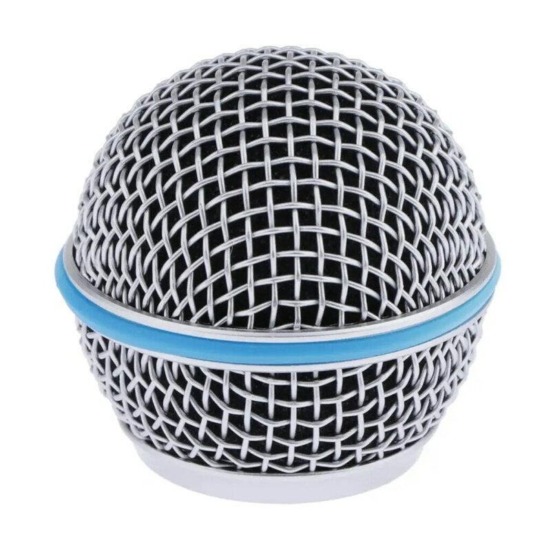 Pengganti Blue Steel Mesh Mikrofon Grill Kepala Mikrofon Grille Penggantian Kepala DIY Bagian Aksesori