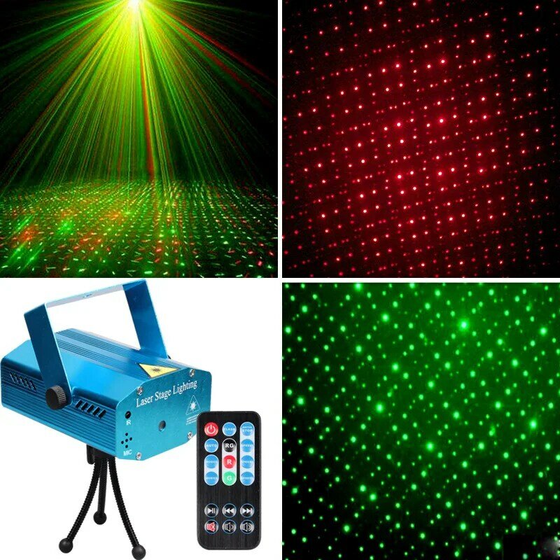 Luz LED portátil con Control remoto para escenario, proyector de luz láser para DJ, discoteca, Flash activado por sonido para fiesta de Navidad y boda