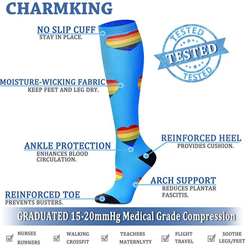 Носки компрессионные для мужчин и женщин, носки для бега и занятий спортом, при диабете, варикозном расширения вен, уличные
