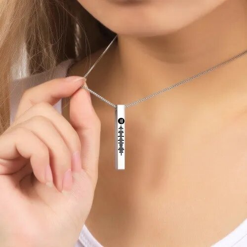 Custom Unisex Spotify Code Bracelet Scannable Spotify Code Necklace 3D Engraved Vertical Bar Necklace Memorial Gifts For Her