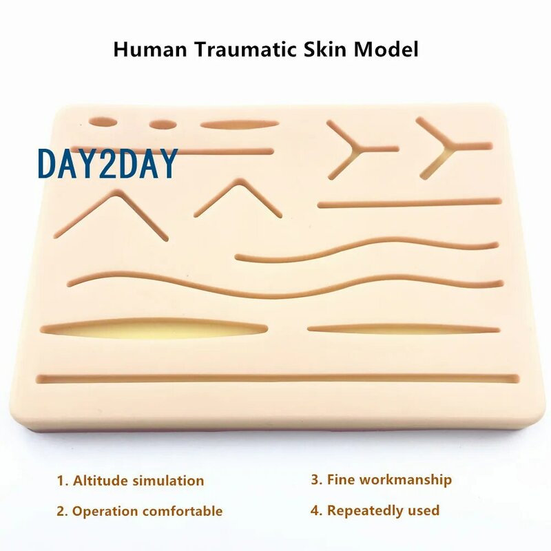 Almofada de treinamento de sutura com modelo de pele trauma