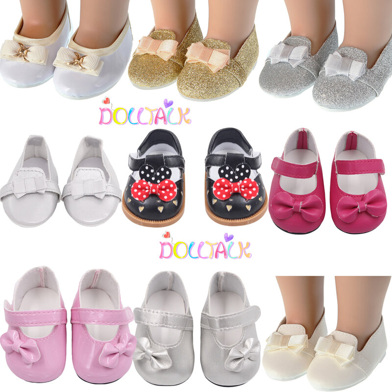 Zapatos con lazo de 7Cm para muñeca ameriana de 18 pulgadas, bonitos zapatos de alta calidad para bebé recién nacido de 43cm y 1/3 BJD OG