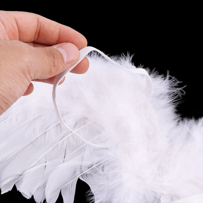 Diadema de plumas blancas con alas de Ángel para recién nacido, decoración para fiesta de cumpleaños, accesorios de fotografía, 1 Juego