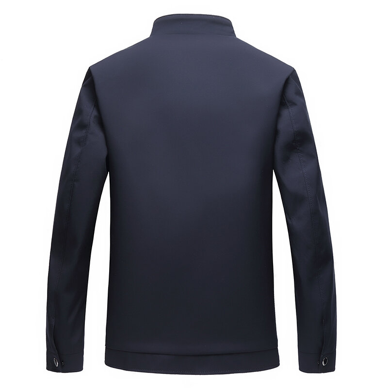 Nueva llegada de estilo primavera para hombre chaqueta de Boutique abrigo de negocios Casual sólido mandarín cuello de hombres cremalleras chaqueta ropa talla L-4XL
