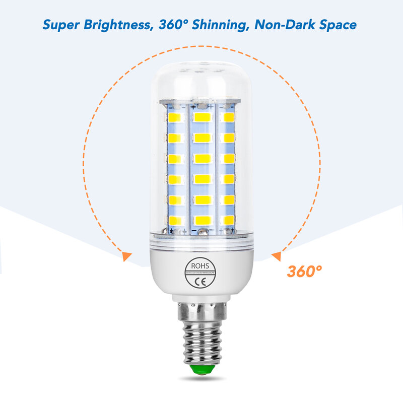 Economia de energia LED Lâmpada de milho, lâmpada noturna, holofotes, B22, E14, 5730, GU10, Bombilla, G9, 220V, E27
