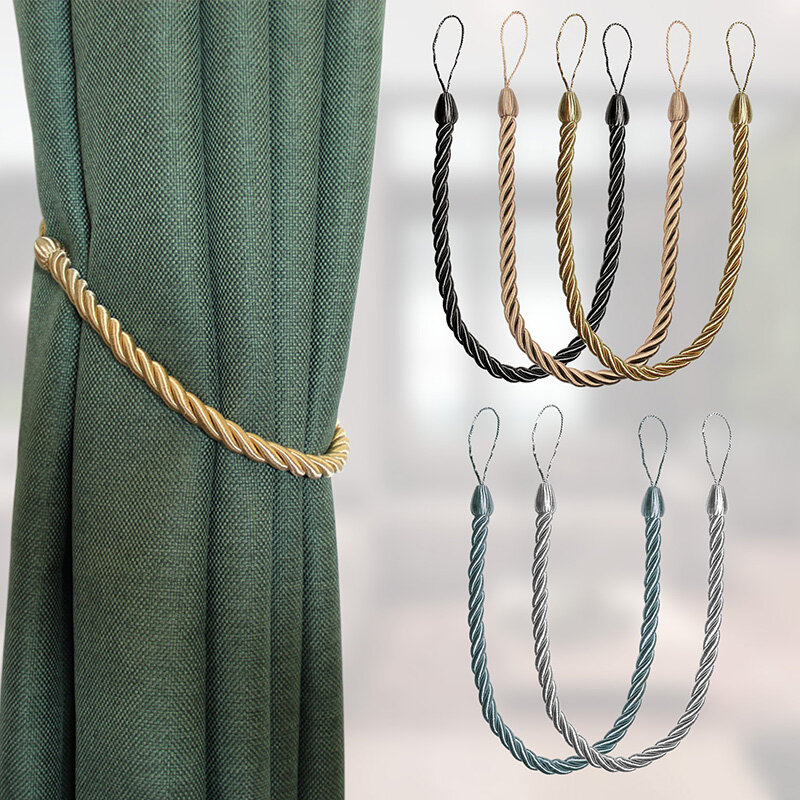 1Pc Handmadeสานผ้าม่านTiebackม่านทองผู้ถือคลิปหัวเข็มขัดเชือกหน้าแรกตกแต่งห้องอุปกรณ์เสริมผ้าม่านTieหลัง