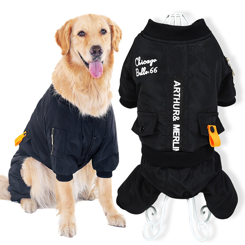 Hoopet nova roupa para animais de estimação algodão quente estilo lazer outono macacão para cães casaco de inverno grande cachorro impressões para baixo jaqueta cão