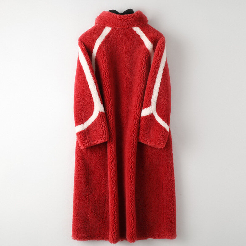 Abrigo de lana auténtica para mujer, gabardina de piel auténtica, abrigos VF7072