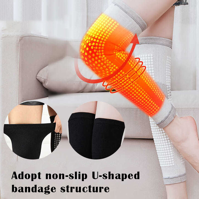 1 Pair Self Heating Knee Pads Brace Sports Kneepad Compression Tourmaline Knee Support for Arthritis Joint Pain Relief Recovery