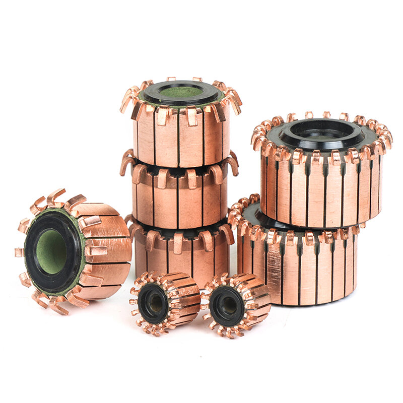 Motor alternador de varilla de cobre de 2 piezas, Colector de marcha atrás de armadura microperforada, tonos de cobre, Colector de Motor de latón