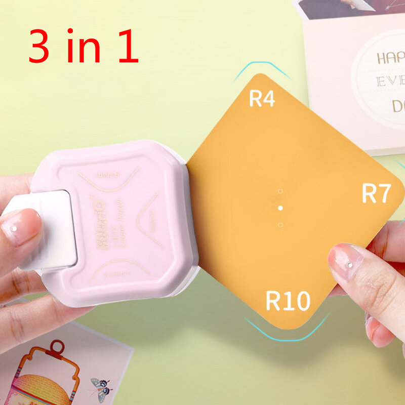 3-em-1 mini canto trimmer canto redondo perfurador r4/r7/r10mm cortador de canto redondo para cartão foto papel de estratificação malotes