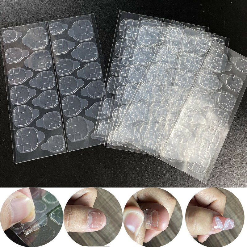 5 fogli 120 pezzi biadesivo falso Nail Art nastro adesivo colla adesivo consigli fai da te unghie finte acrilico Manicure Gel strumento per il trucco