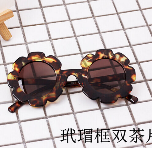 Летние солнцезащитные очки UV400 для девочек, пляжные, с подсолнухами, для начинающих ходить детей