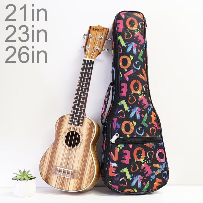 Bolsa portátil para ukelele de 21 / 23 / 26 pulgadas, bolsa colorida de esponja de 10mm, funda suave, mochila impermeable para Mini Guitarra