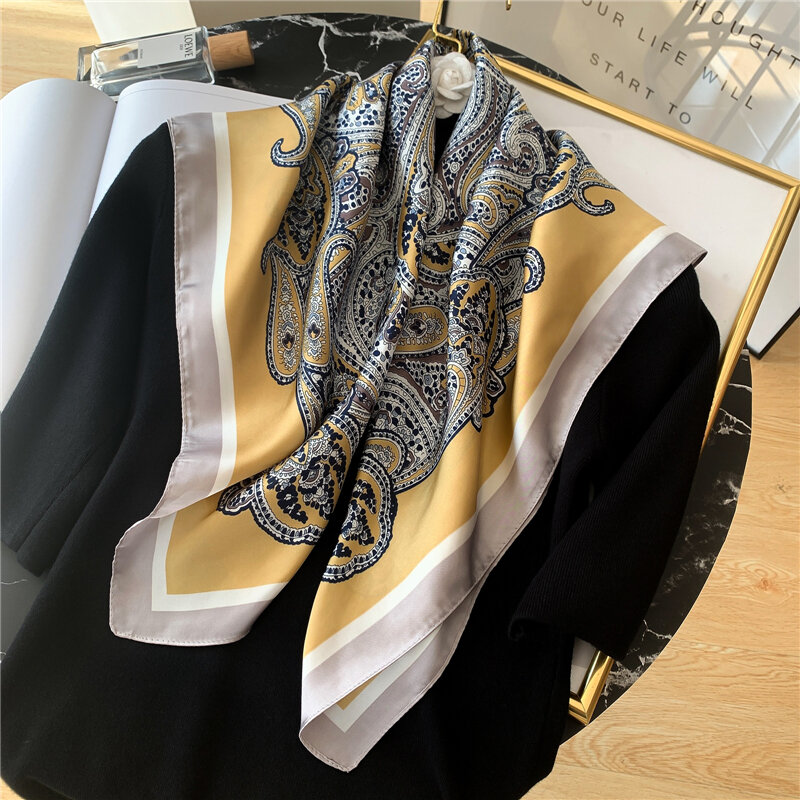 2022 mode Frauen Schal Paisley Print Silk Gefühl Platz Haar Band Foulard Weibliche Hals Schals Lady Schal Wrap Bandana Neue