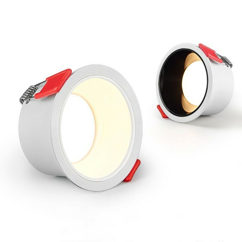 Wpuszczana oprawa ledowa typu Downlight 85-265V przeciwodblaskowa lampa sufitowa LED 7W12W18W możliwość przyciemniania Spotlight oświetlenie wewnętrzne ciepła, jasna 3000k sypialnia