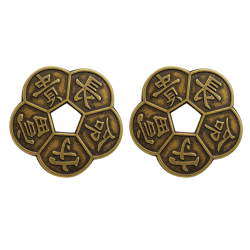 2 pingentes de moeda de cobre antigo chinês simulação moedas flor de ameixa feng shui