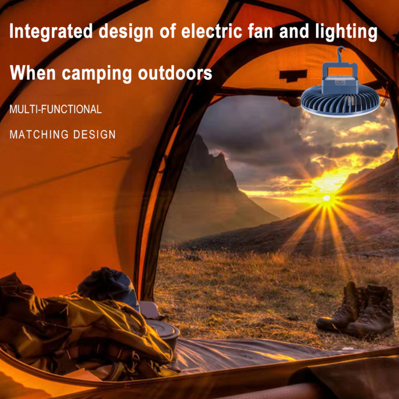 휴대용 걸이식 캠핑 랜턴 야외 조명 도구, 팬 배터리 작동, 낚시 방수 ABS 비상 텐트