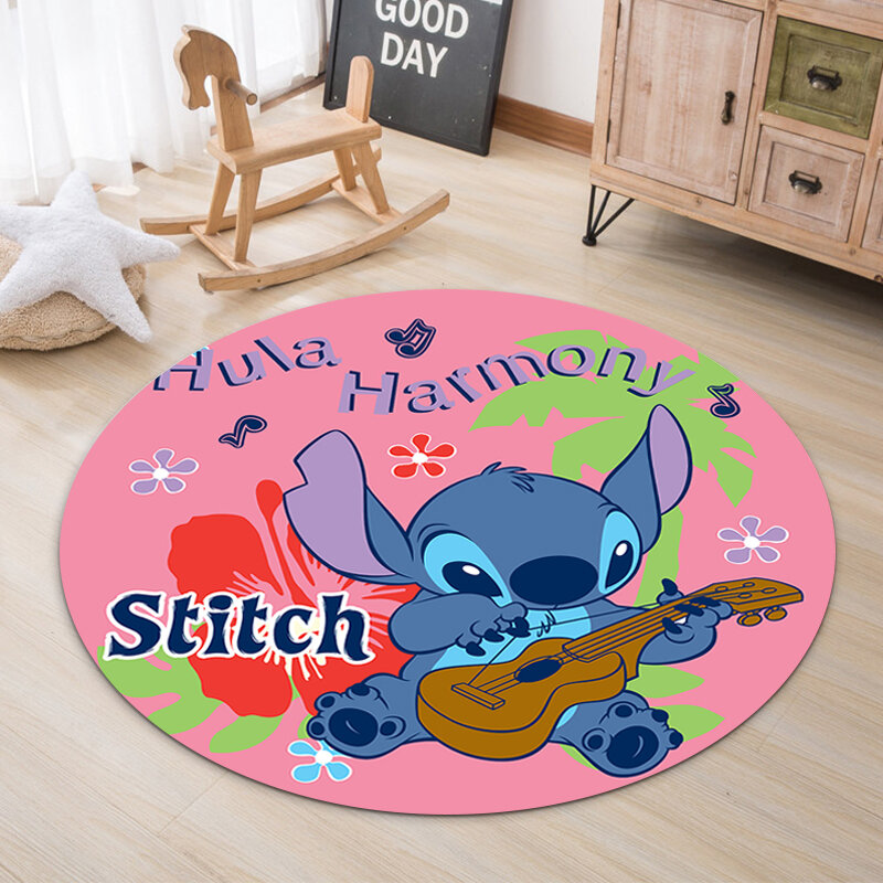 Disney Stitch 100ซม.เด็กเล่นMatsรอบMickeyเด็กพรมพัฒนาAnti-Slipพรมเช็ดเท้าห้องนอนพรมกิจกรรมโรงยิมเด็ก