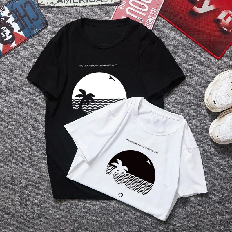 Yuayxea Man Grappige Aanwezig De Neighbourhood Weggevaagd T-shirt Huis Album Strand Mannen Tee Maat Mannen T-shirt Print Katoen t-shirt