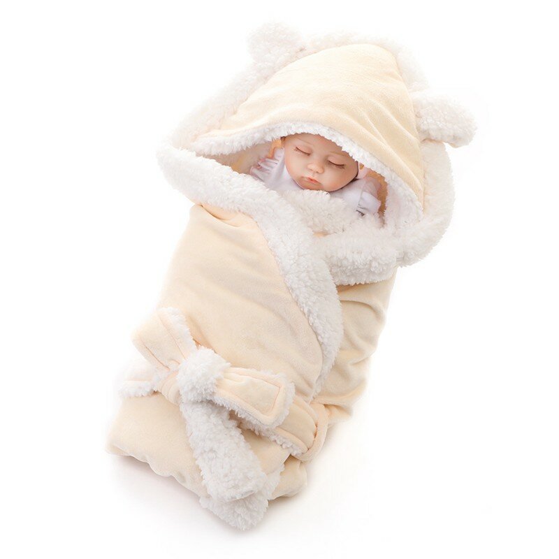 กำมะหยี่อบอุ่นขนแกะผ้าห่มเด็ก & Swaddling ทารกแรกเกิดขนแกะนุ่มผ้าห่มชุดเครื่องนอนผ้าฝ้ายผ้าห่ม Swaddle Wrap