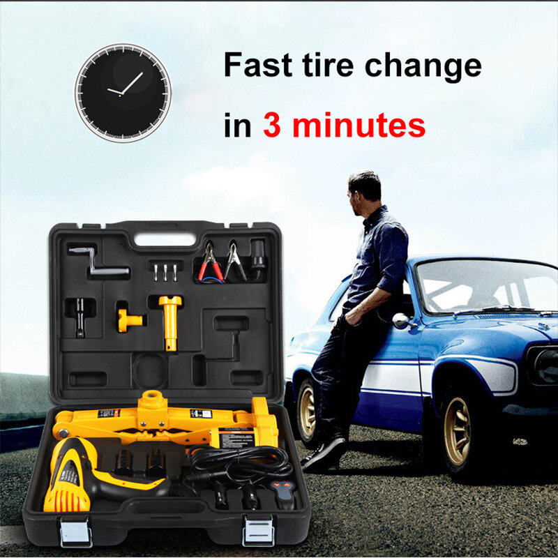 Cric à ciseaux électriques et clé à chocs, outil de remplacement d'urgence de pneus tout-terrain