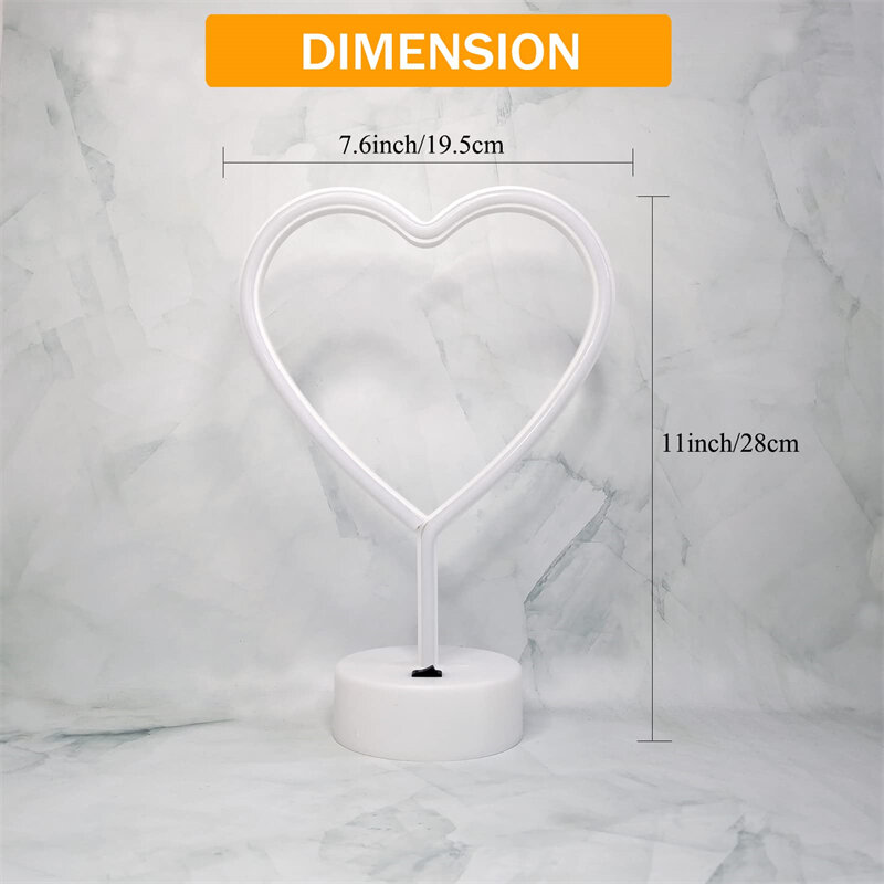 Luces de neón con forma de corazón para decoración del hogar, lámpara con batería y alimentación por USB para dormitorio, fiesta, regalo de San Valentín
