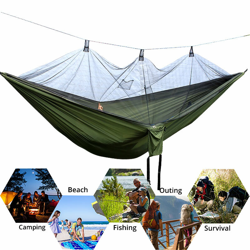 2 Pcs Double Person Hammock Parachute Portable Outdoor Camping Indoor Home Garden Sleeping Hammock Bed 300kg Freeshipping